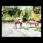 Retrato de caballos y rio en Coya